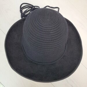 Helen Kaminski Australia Black‎ Wide Brim Hat with Chin Cord Jet-Set Chic